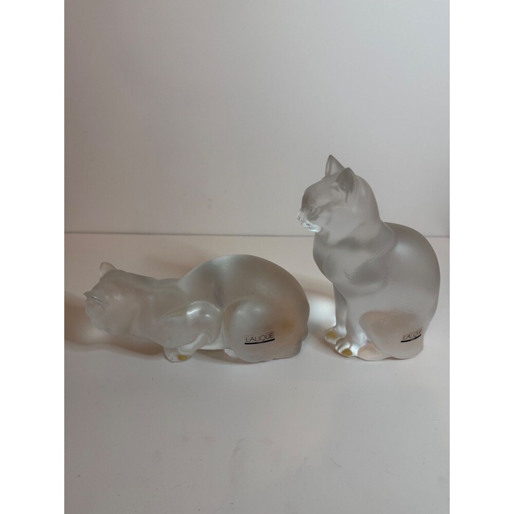 Rare Lalique Crystal Cats in Excellent Condition Collectibles
